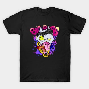 Dope Slluks chicken character is smoking a cigar illustration T-Shirt